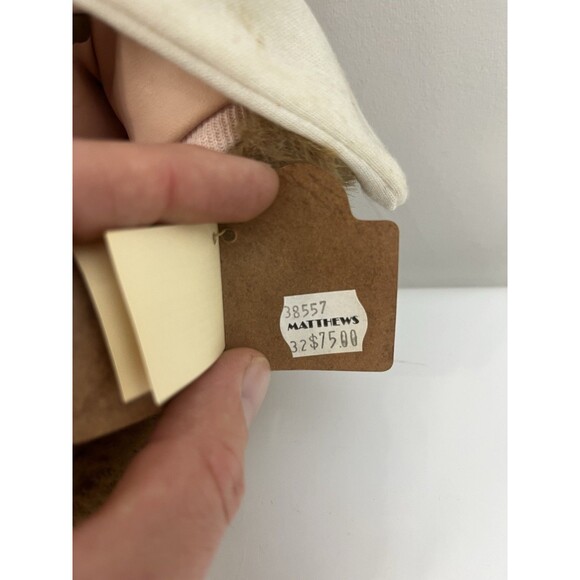 Vintage Robert Raikes Bear Pink Aviator Amelia Earhart Wooden Face Feet Tag NEW - Picture 4 of 11